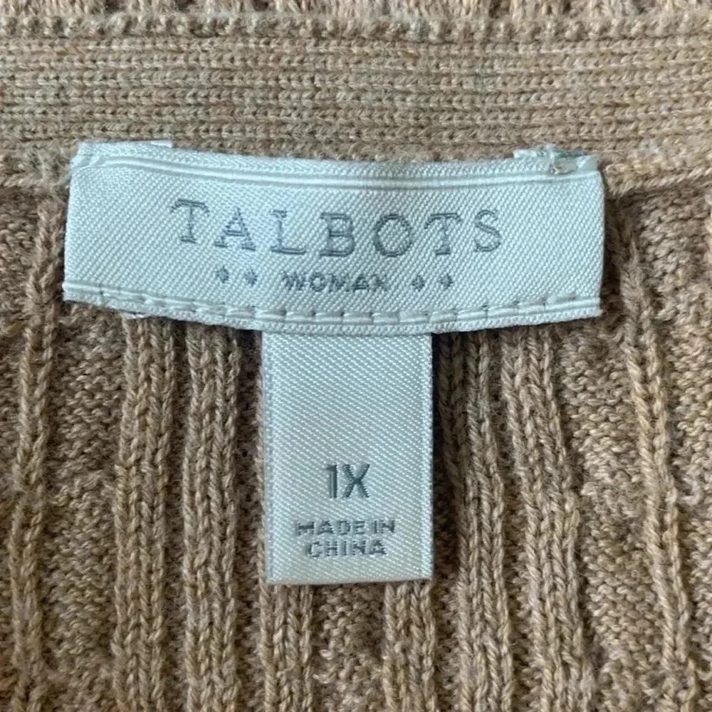 Talbots Camel Cotton V-Neck Sweater - Picture 3 of 5